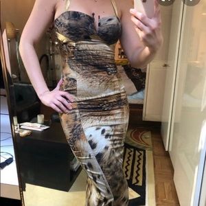 Just Cavalli Animal Print satin midi dress